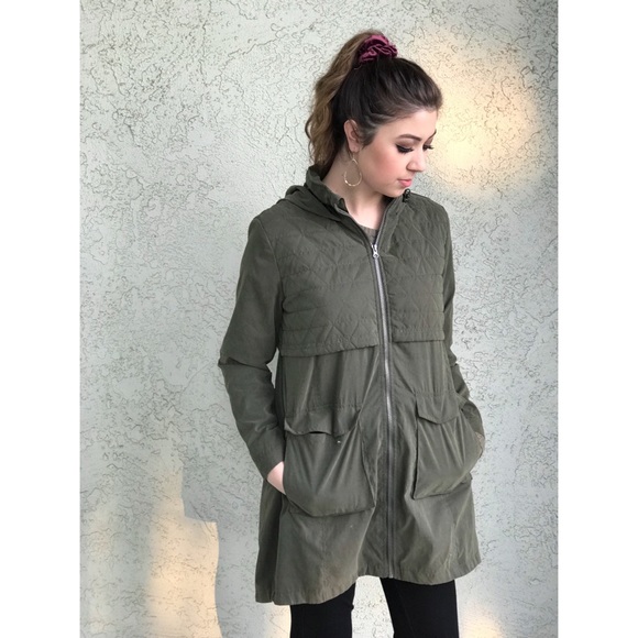 Mondetta Jackets & Blazers - Olive Green Rain Jacket